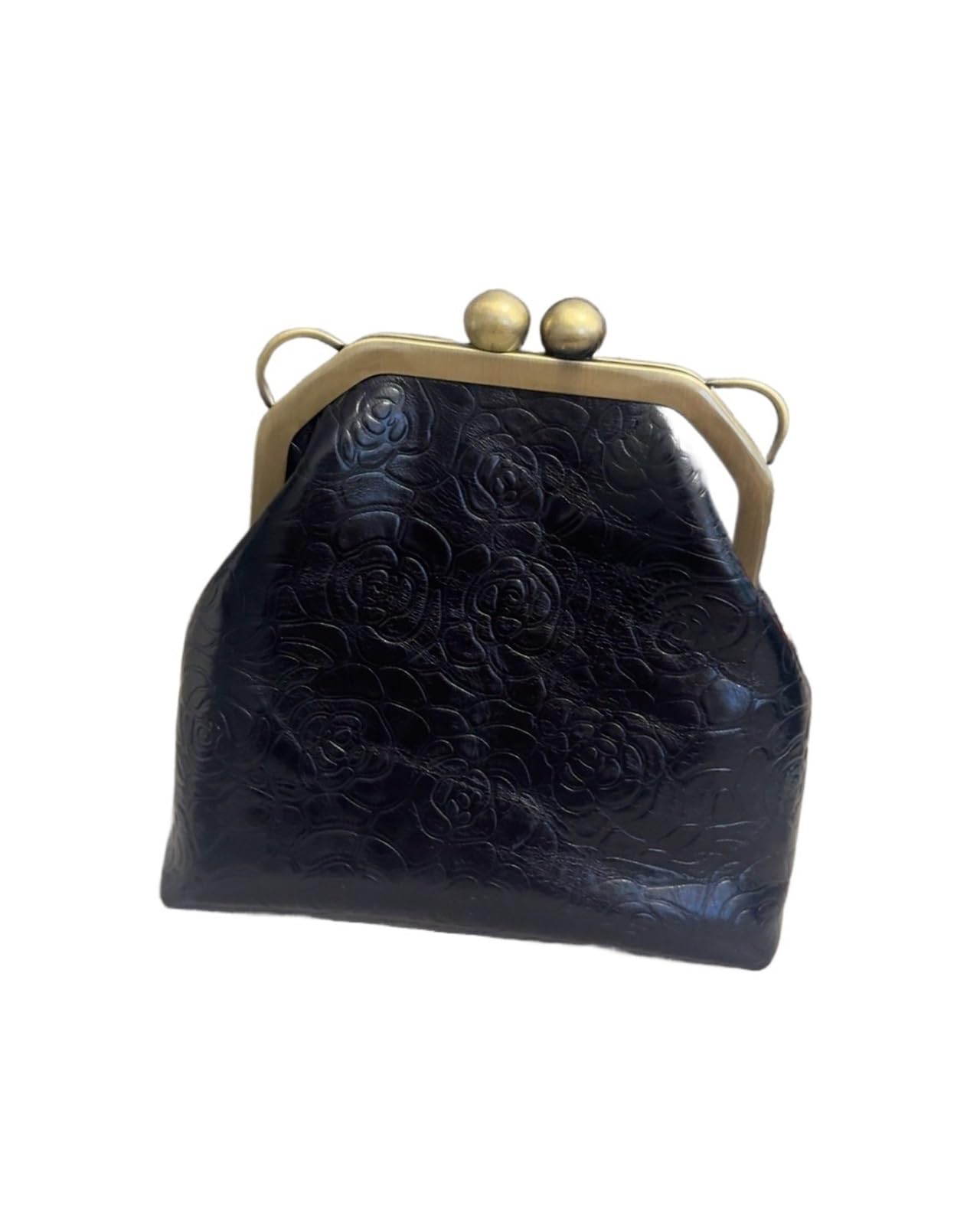 Portamonete con chiusura a bacio con perla Portafoglio con pochette in pelle fatta a mano con struttura in metallo 17x7x17 cm