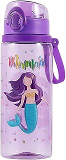 Home Tune Cute Water Bottle for School Kids Girls, Soft Silicone Chug Lid & BPA FREE & Leak Proof One Click Open Flip Top & Easy Clean & Soft Carry Loop, 24oz / 700ml - Mermaid