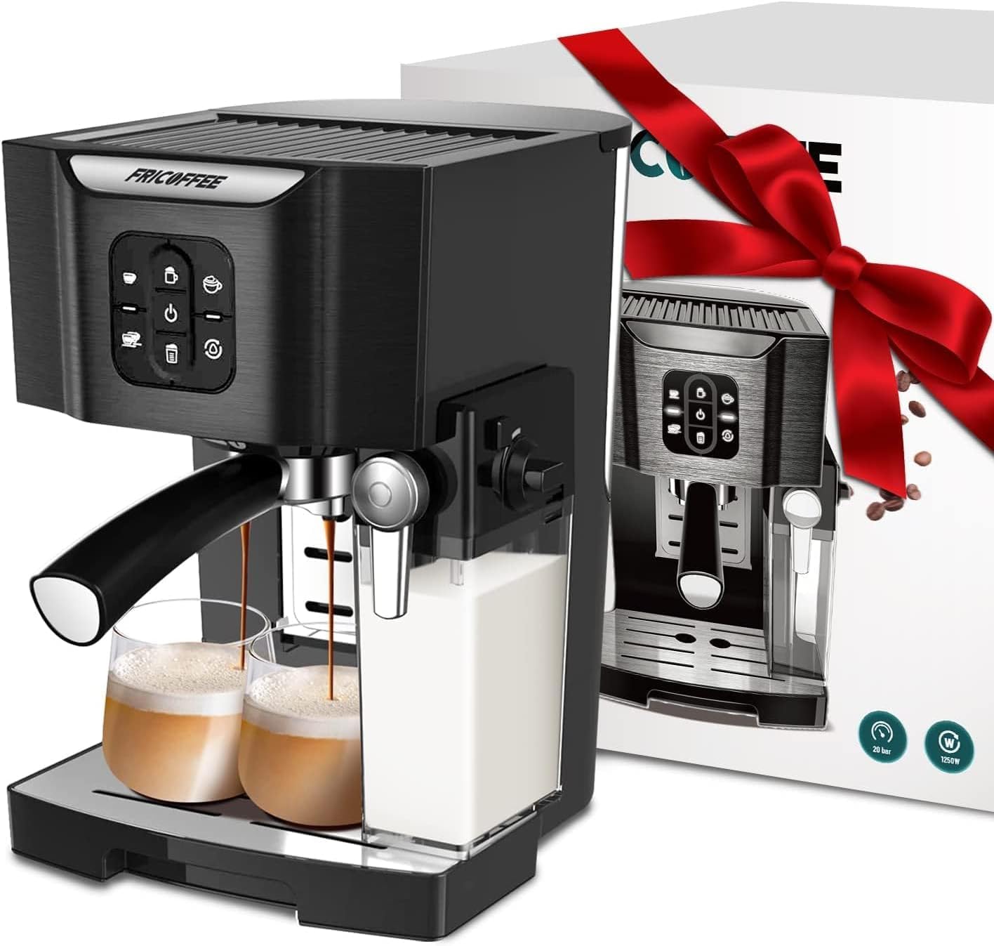 Espresso Machine with Milk Frother, 20 bar Semi-automatic Pump Espresso Machine, All-in-one Steam Espresso Machines for Coffee Lovers, Mother's Day Gift