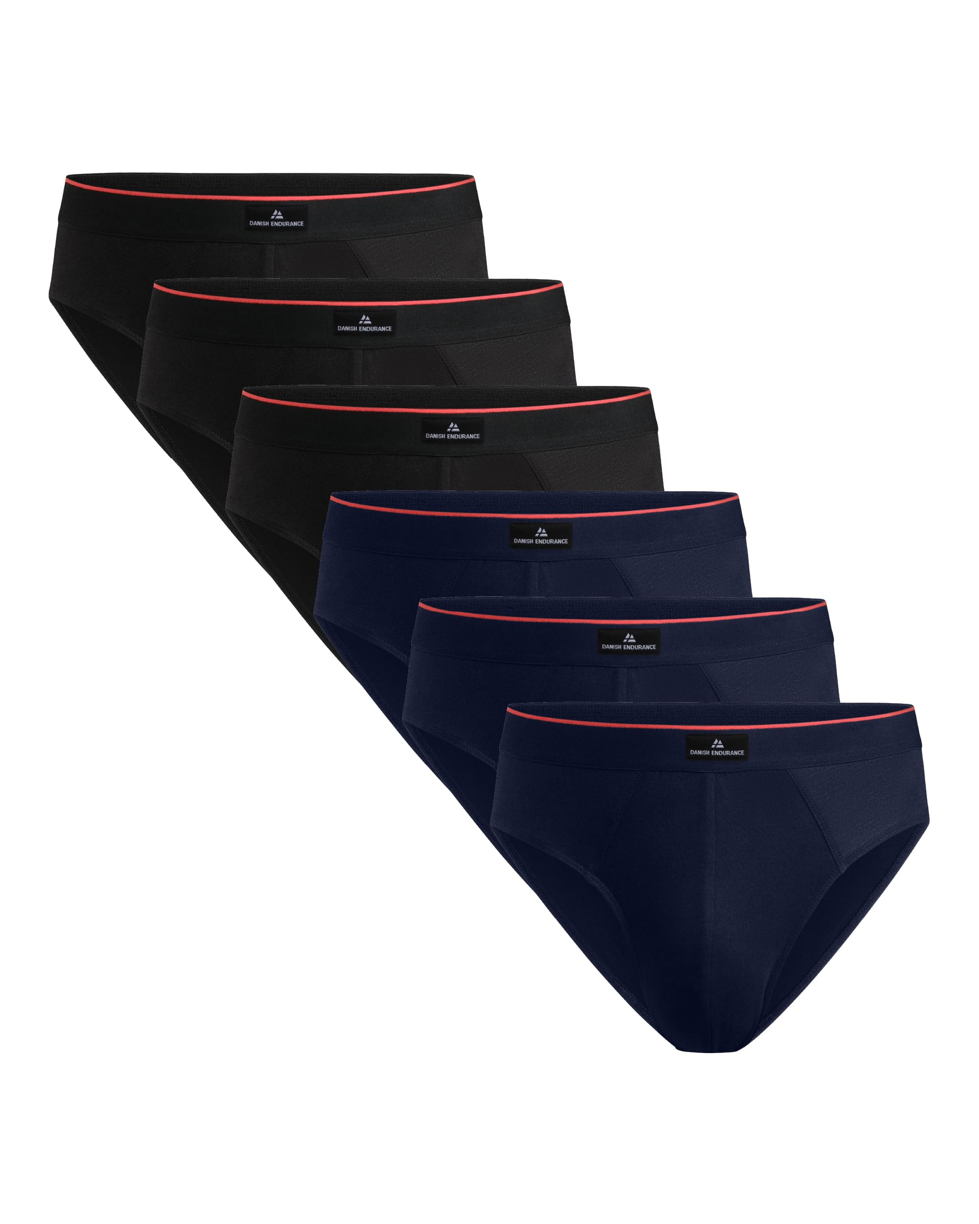 DANISH ENDURANCE Slip Uomo Cotone Premium, Mutande Uomo Comode e Traspiranti, Senza Etichetta, 6 Paia