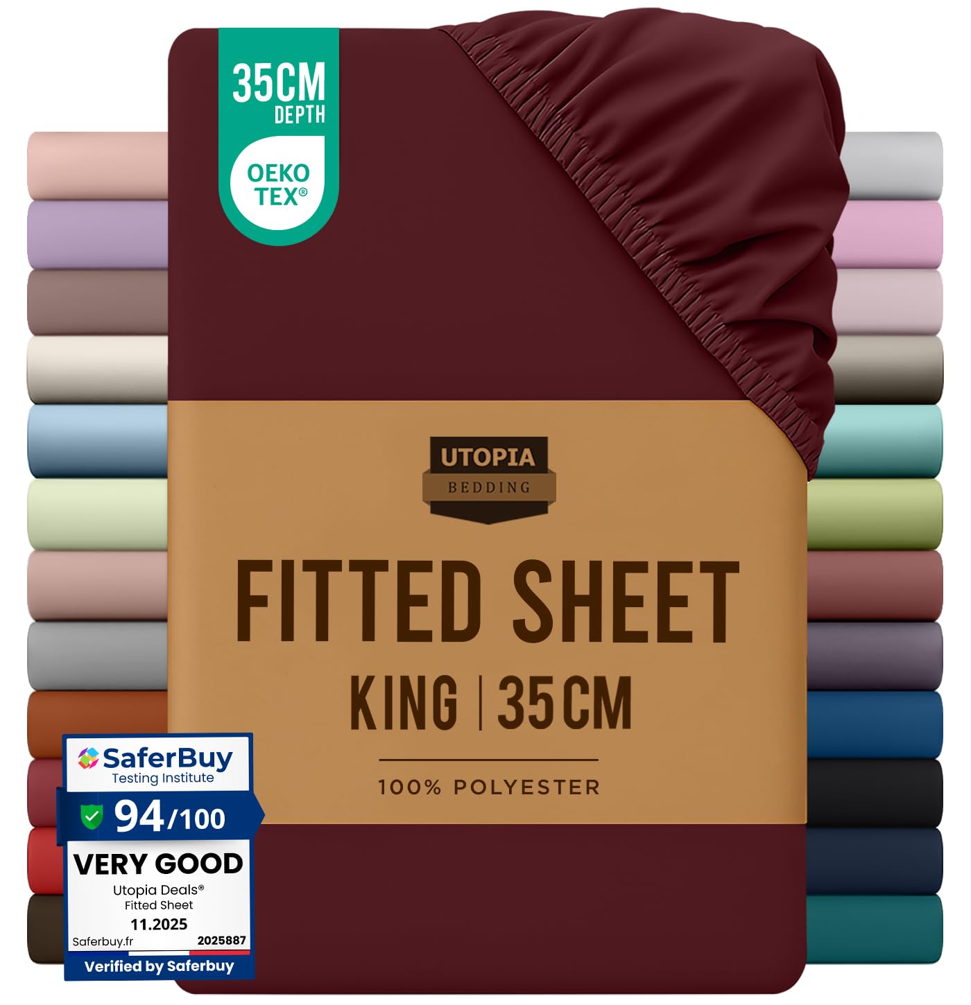 Utopia Bedding Fitted Sheet King, White - Deep Pocket 14 inch (35 cm) - Easy Care - OEKO-TEX Certified - Soft Brushed Microfibre Fabric - Shrinkage and Fade Resistant - Bottom Sheet — view 77