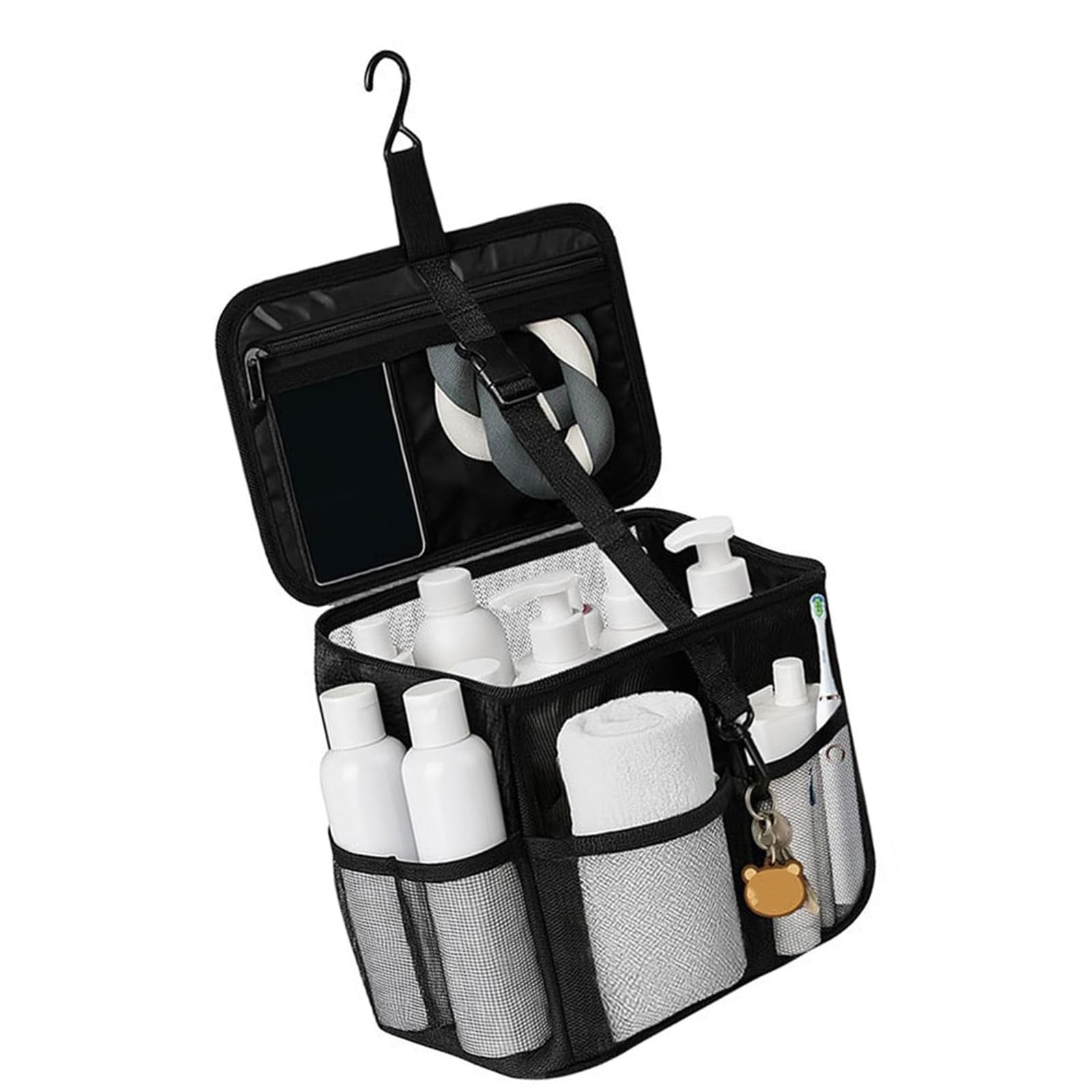 ZEPFJHE Hanger Toiletry Bag Travel Organizers with Multiple Compartments Drying Polyester for Gym Camping Business Trip Polyester Cosmetics Bag
