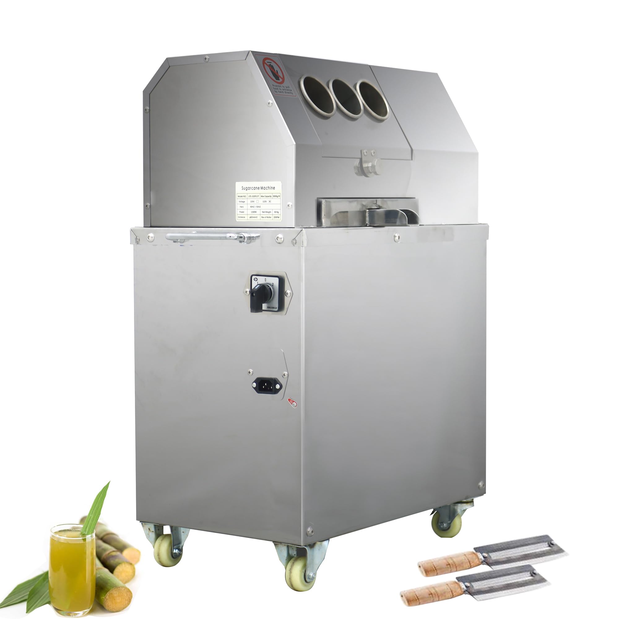 INTSUPERMAI Sugarcane Press Commercial Electric Sugar Cane Juicer Squeezer Machine Sugar Cane Juice Extractor Ginger Sweet Sorghum Press
