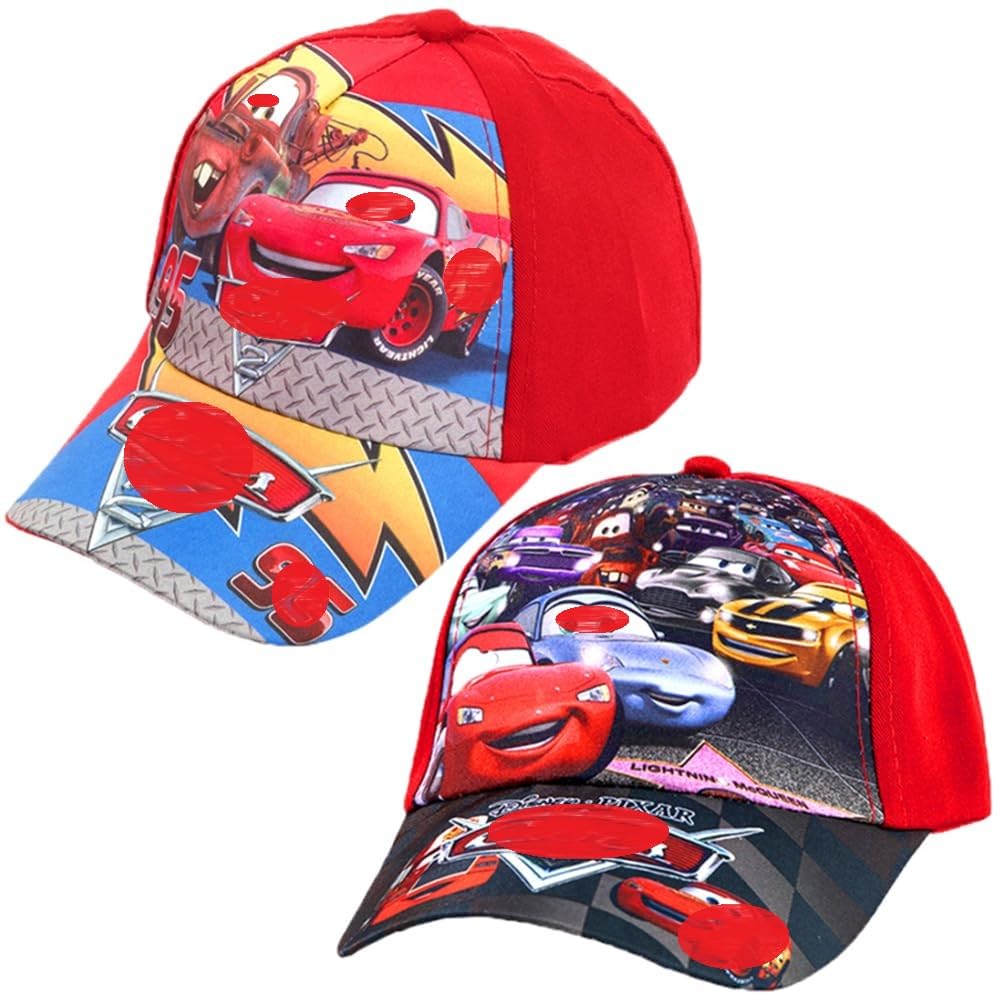 IhLux Mccqueen Cars Gorras Beisbol, 2PCS Mccqueen Auto Gorra Snapback con Visera Gorra Béisbol Niño Ajustable Sombrero Deportivo Cap Casual para Niños Gorra de Verano Infantil para Niños, 2 a 8 Años