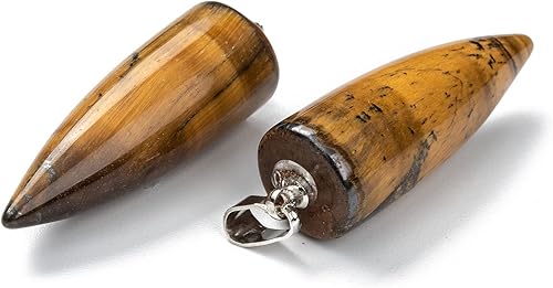 Miniatura 7 de 10 colgantes de piedras preciosas naturales en forma de bala, hallazgos de latón platino, colgantes de chakra puntiagudo, dije de piedra de cristal