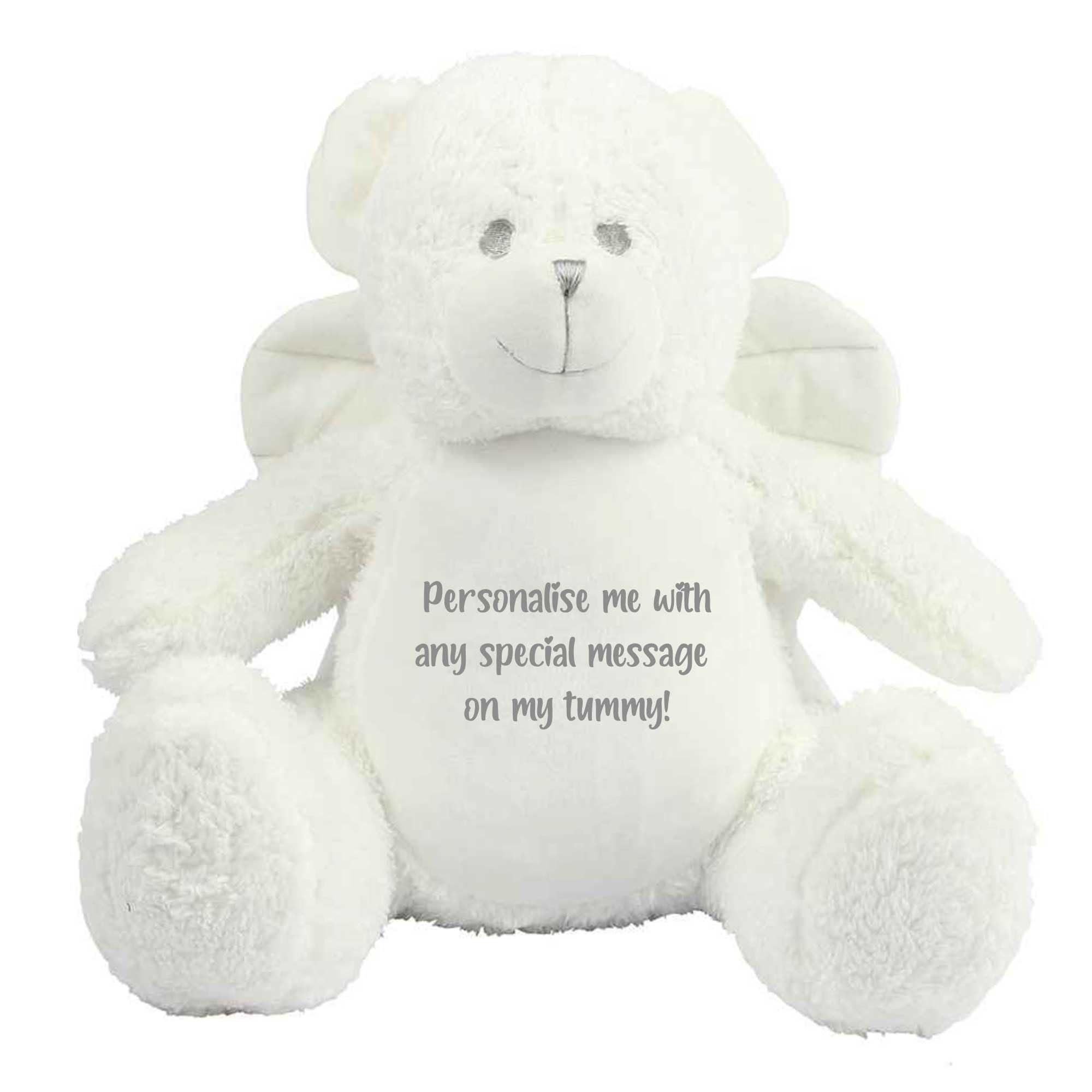Personalised Ashes Keepsake Memory Angel Wings Bear | Bereavement Memorial Gift | Metal Heart Shaped Tin Ashes Urn | Soft & Luxurious Remembrance Teddy Bear Grief Keepsake | Ashes Urn | 42cm Tall