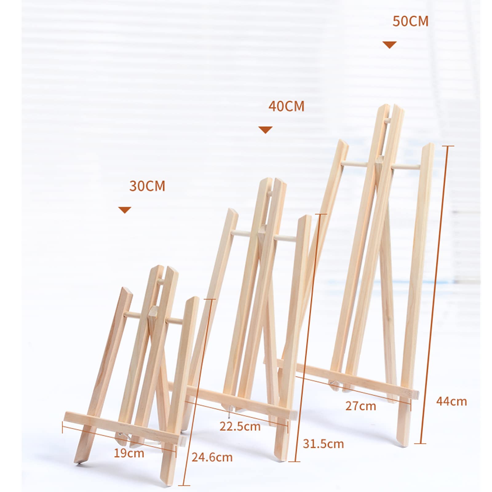 Cavalletto Piccolo Pieghevole per Arte, Mini cavalletto in Legno, cavalletto da Tavolo, espositore per fiere Artigianali, Matrimoni - 30/40