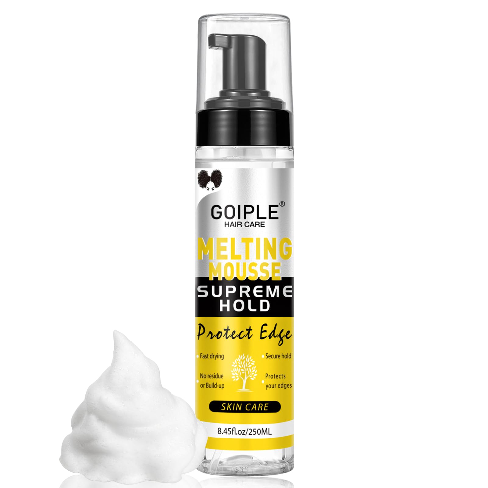 8.45 FL OZ Lace Melting and Holding Mousse Glue-Less Hair Adhesive for Wigs, Extra Hold Lace Melting Mousse Adhesive Wig Spray for Closure Wigs Extensions, Wig Melting Mousse Supreme Hold for Wig Hair