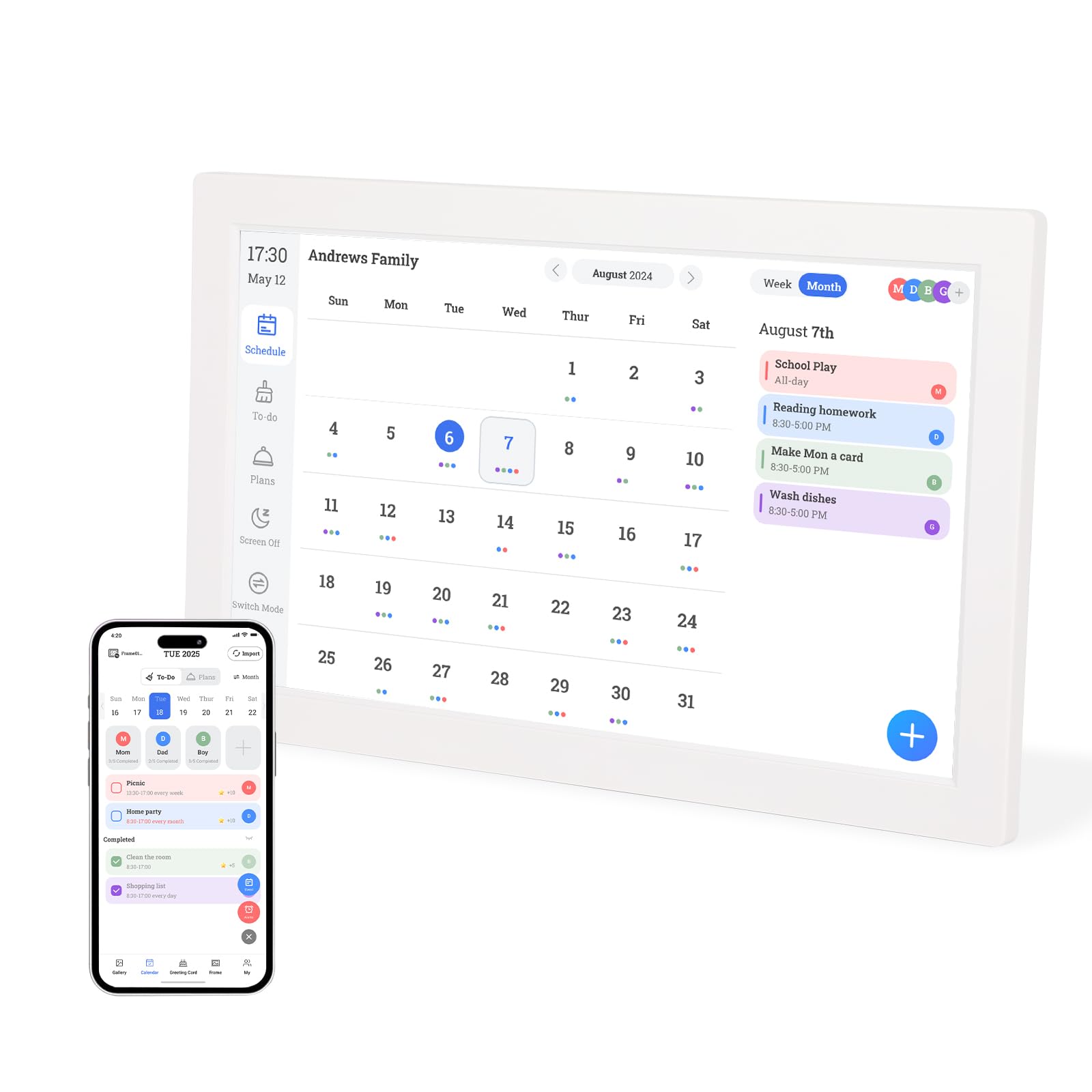 Annadue 15,6-inch Slimme Digitale Kalenderplanner en Klusschema, 1080P