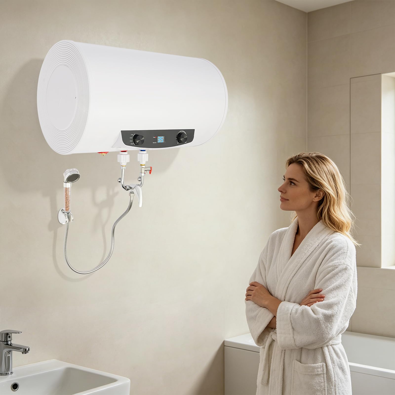Scaldabagno elettrico da 2000 W, scaldabagno da parete da 70 l