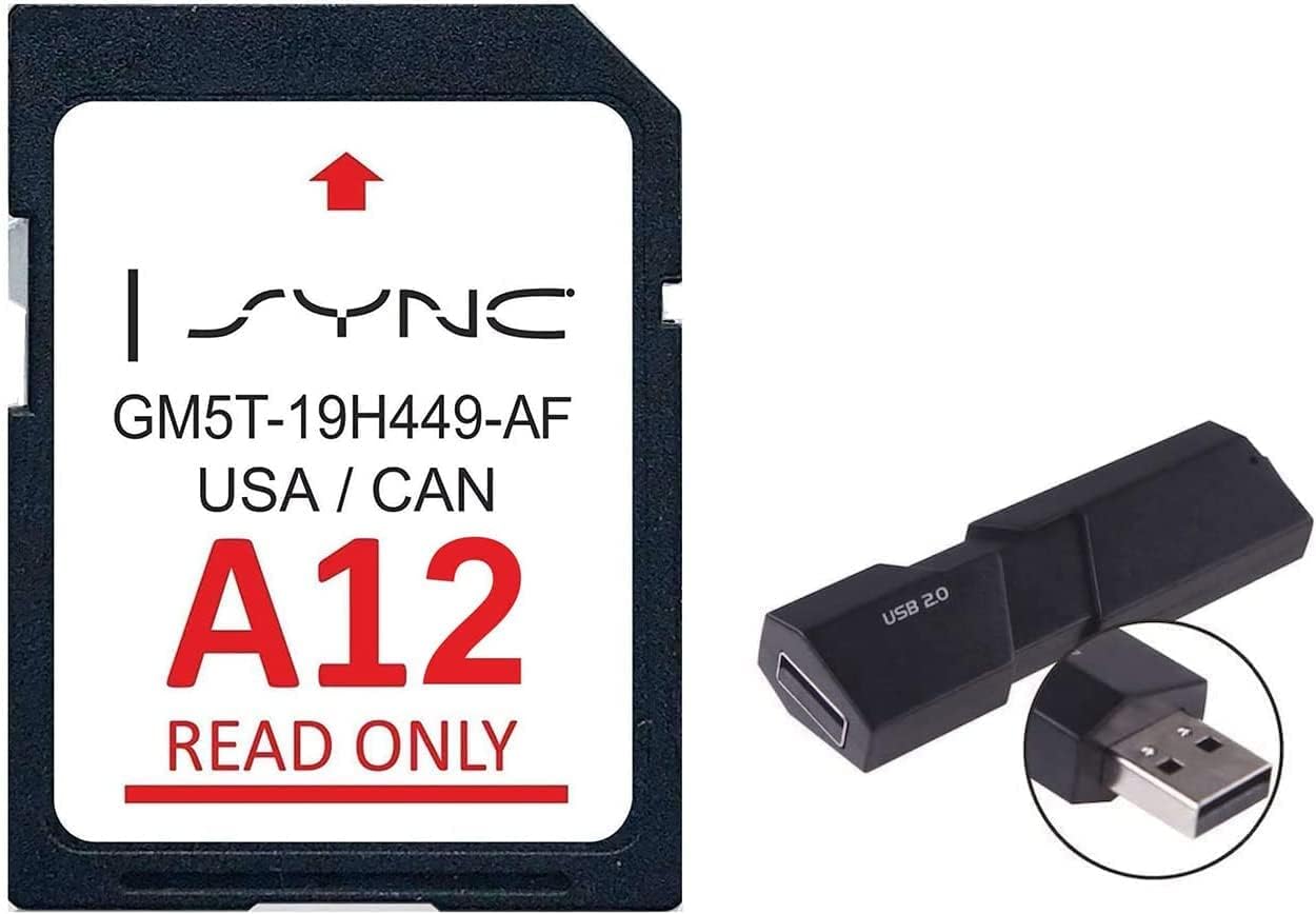 Latest 2021-2022 SYNC US/Mexico/Canada + South America Maps GPS Navigation SD Card A12 Compatible with F.0.R.D & L.l.N.C.0.I.N Update GPS with USB Adapter