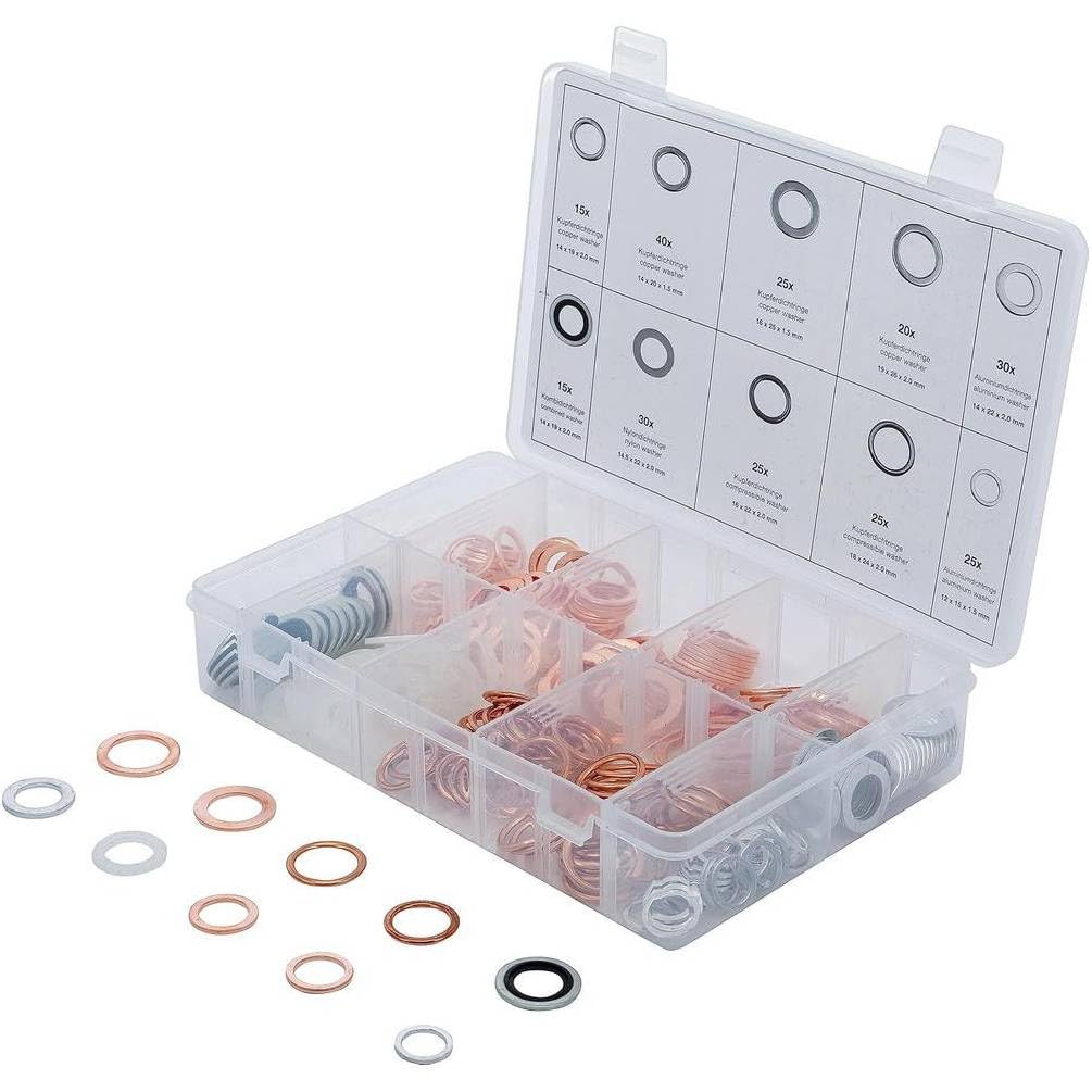 Surtido de juntas de sellado 250 piezas - Cobre, Aluminio, Nylon - Reparaciones Fiables y Durables - D-Work