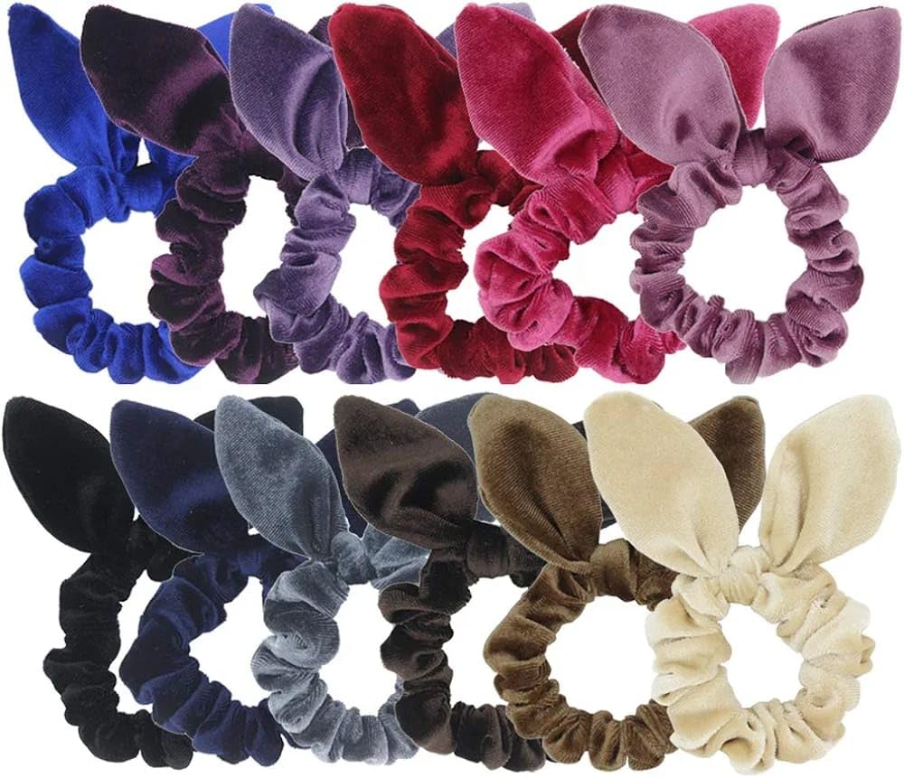 FASHION HUB STORE Velvet Bunny Ear Hair Scrunchies for Women - Elastic Hair Bobbles Ponytail Holders Women Fashion and Energetic Ties Hair Bands for Women Girls Rubber (Pack of 10) (B0D7QFNNXS) Amazon Price History, Amazon Price Tracker