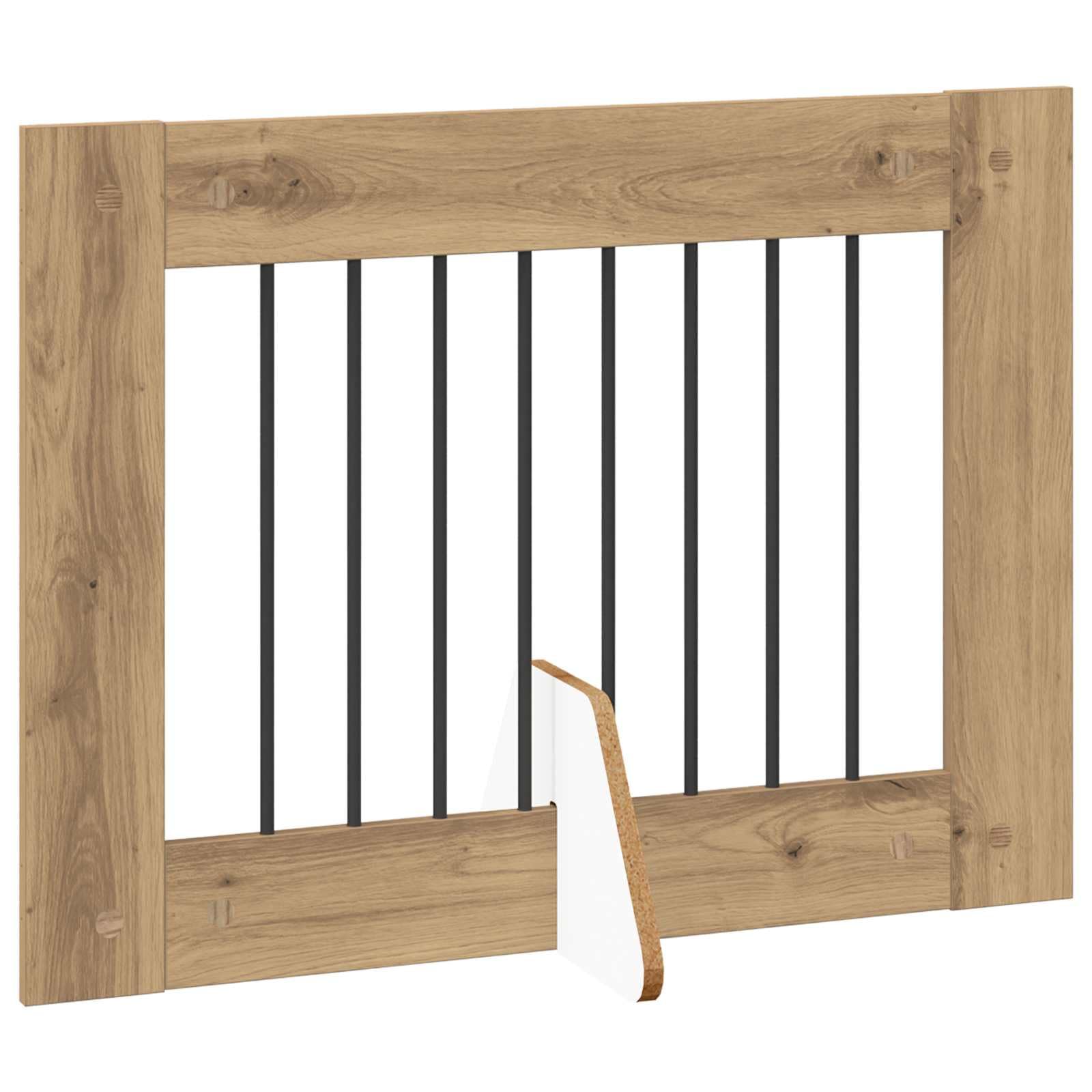 Cancelletto per cani con supporto, 2 pezzi, rovere Artisan, 80 x 60 cm, pieghevole, modulare, recinzione interna per animali domestici, protezione e sicurezza in casa e in casa