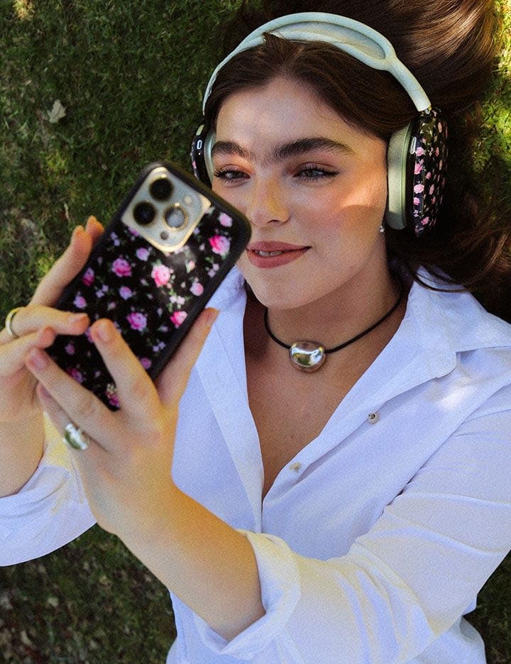 Image of Wildflower Cases - Compatible with iPhone 16 | Protective Bumper, 6.5ft Drop Test Certified, Women Owned Small Business | Black & Pink Floral