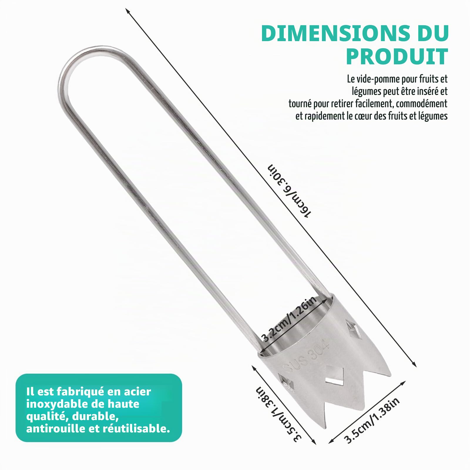 Dénoyauteur de poivron en acier inoxydable,morceau de vide-poivre,pour fruits et légumes,Dénoyauteur de poivron,pour la Maison et Cuisine