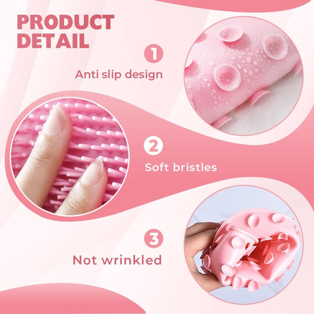 Silicone Shower Foot Scrubber Mat, 2025 Upgraded Exfoliating Bath Pad with Non-Slip Suction Cups Wall Mounted Foot Cleaning Mat (Pink)