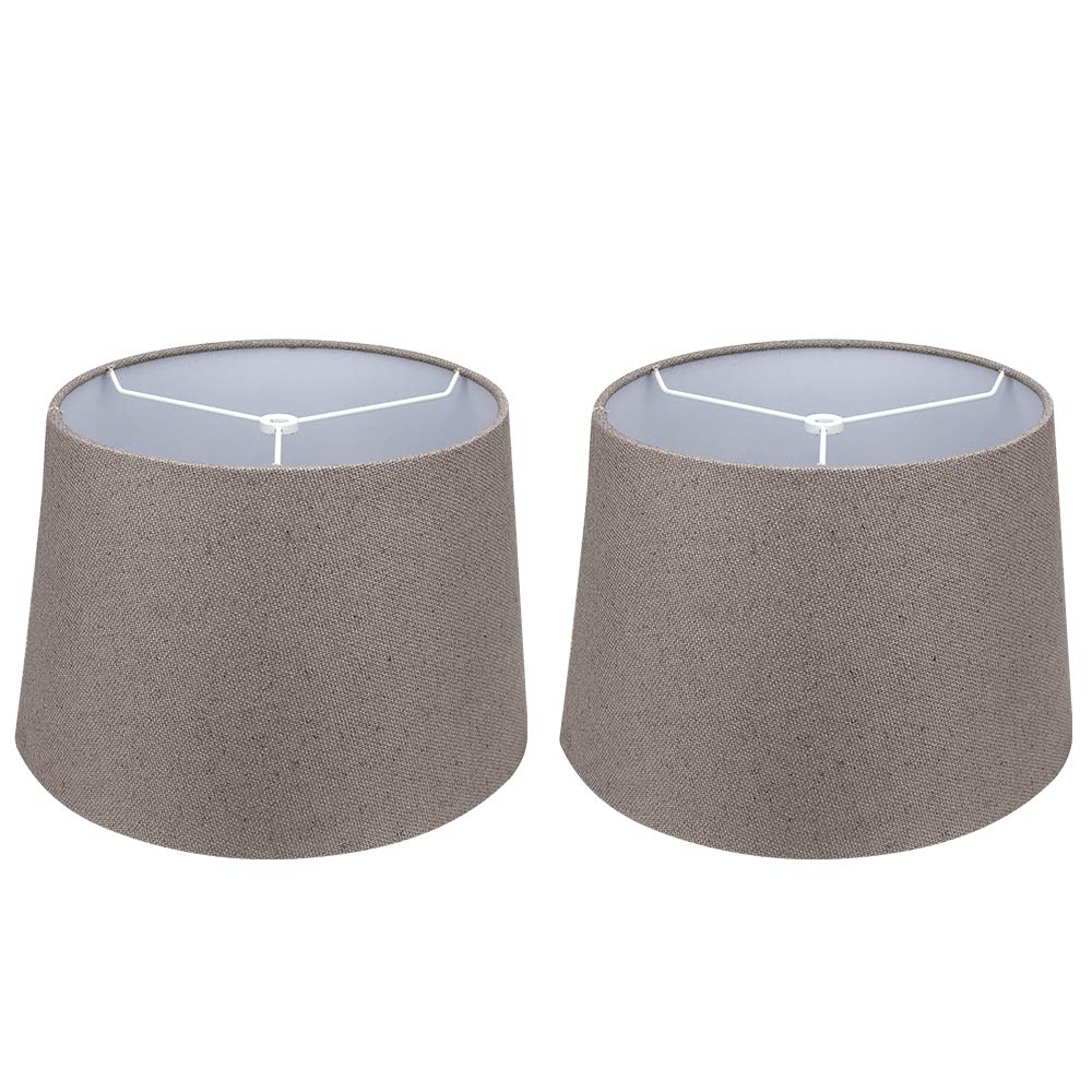 TOOTOO STAR Double 10x12x8" Fabric Natural Linen Cone Drum Hand Craft Medium Lamp Shade Set of 2, Lampshade for Floor Table Lamp, Spider (Gray)