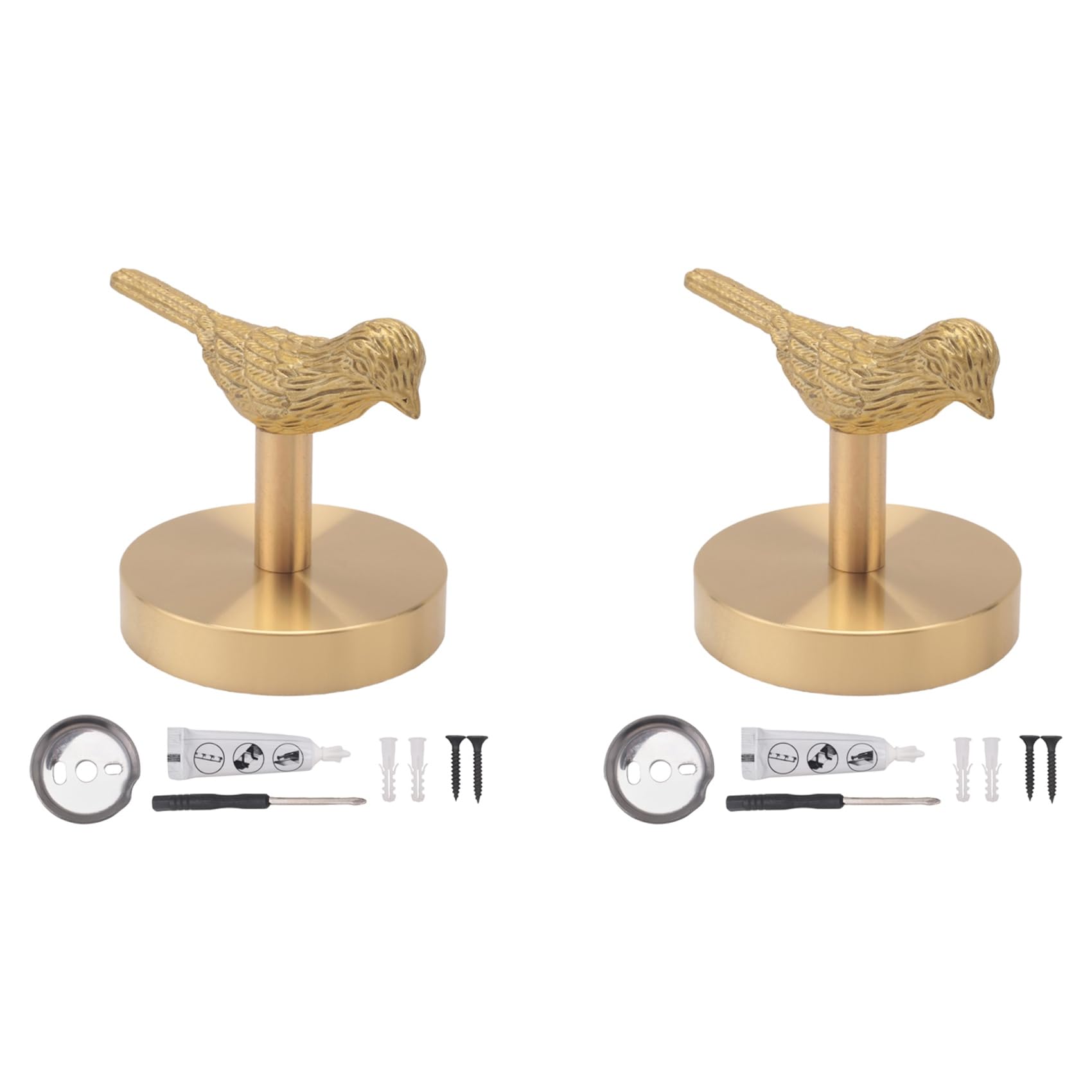 Aundhegrtt 2X Brass Gold Animal Hook Solid Brass Coat Hook Door Back Hook Bathroom Kitchen Hooks Towel Rack(Bird)