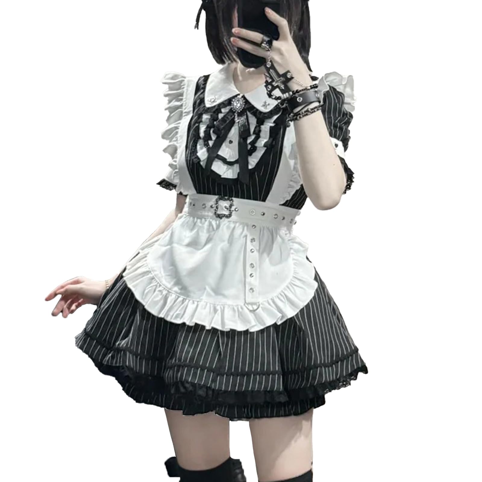 ストロベリー柄メイド服 Amazon.co.jp: [MODKOKU] メイド服 3点セット ロリータ セットアップ
