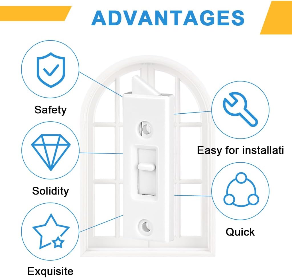 Serplex® 4Pcs Window Latch Locks Spring Loaded Window Tilt Latch Replacement Part - Vinyl Plastic Construction Window Parts and Hardware with 2 Inch Hole Center Spacing Sliding Lock for Home Safety