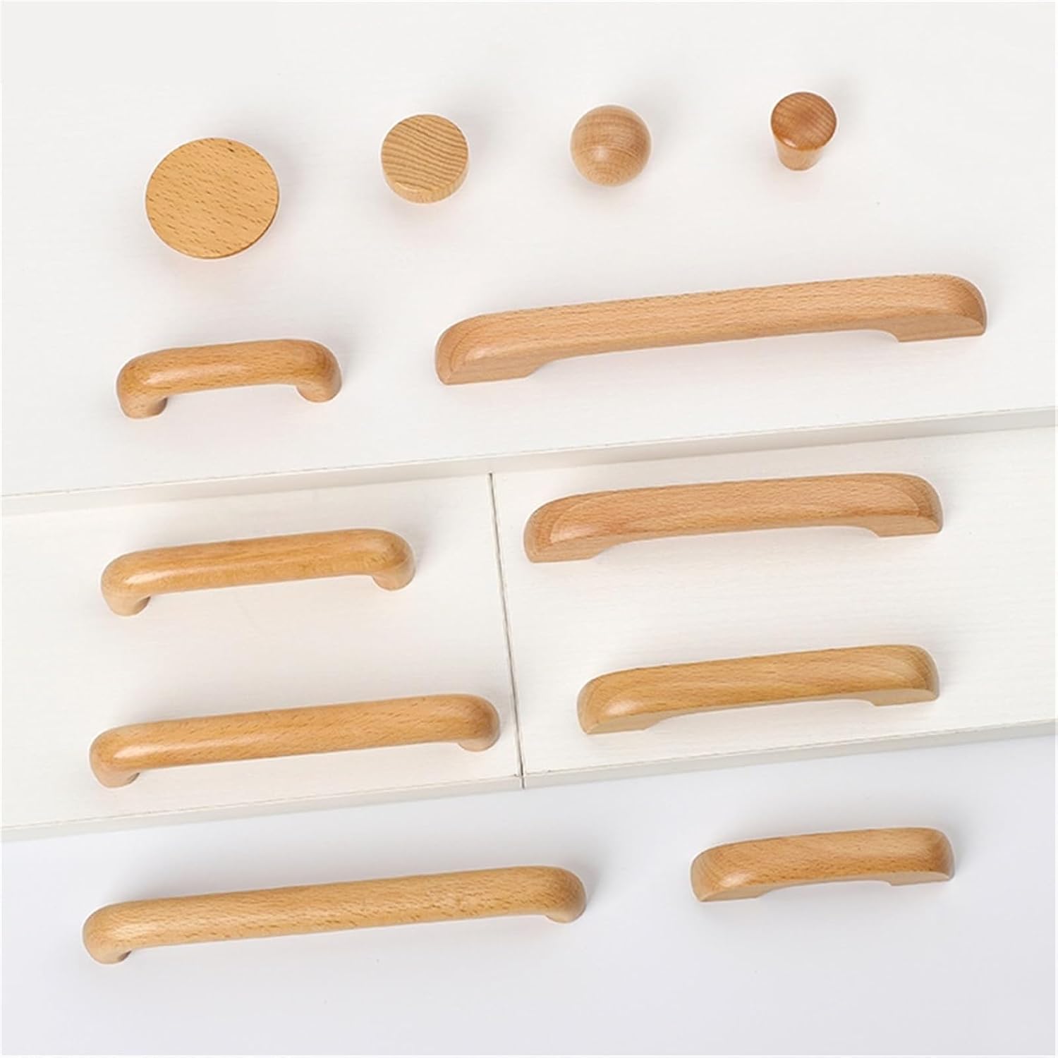 Kitchen Cabinet Handle Beech Varnish Furniture Wooden Door Drawer Knobs Cupboard Pull Handle 1Pcs(2002 128mm)