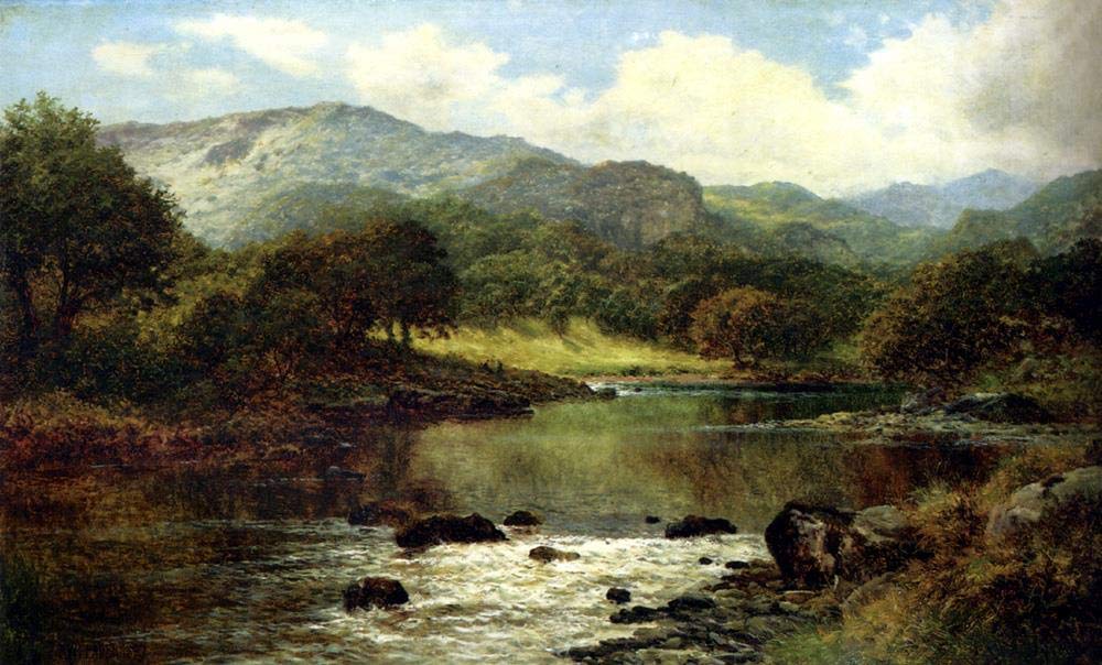 Amazon.co.jp: 20 点の絵画 森の茂った川の風景 ベンジャミン