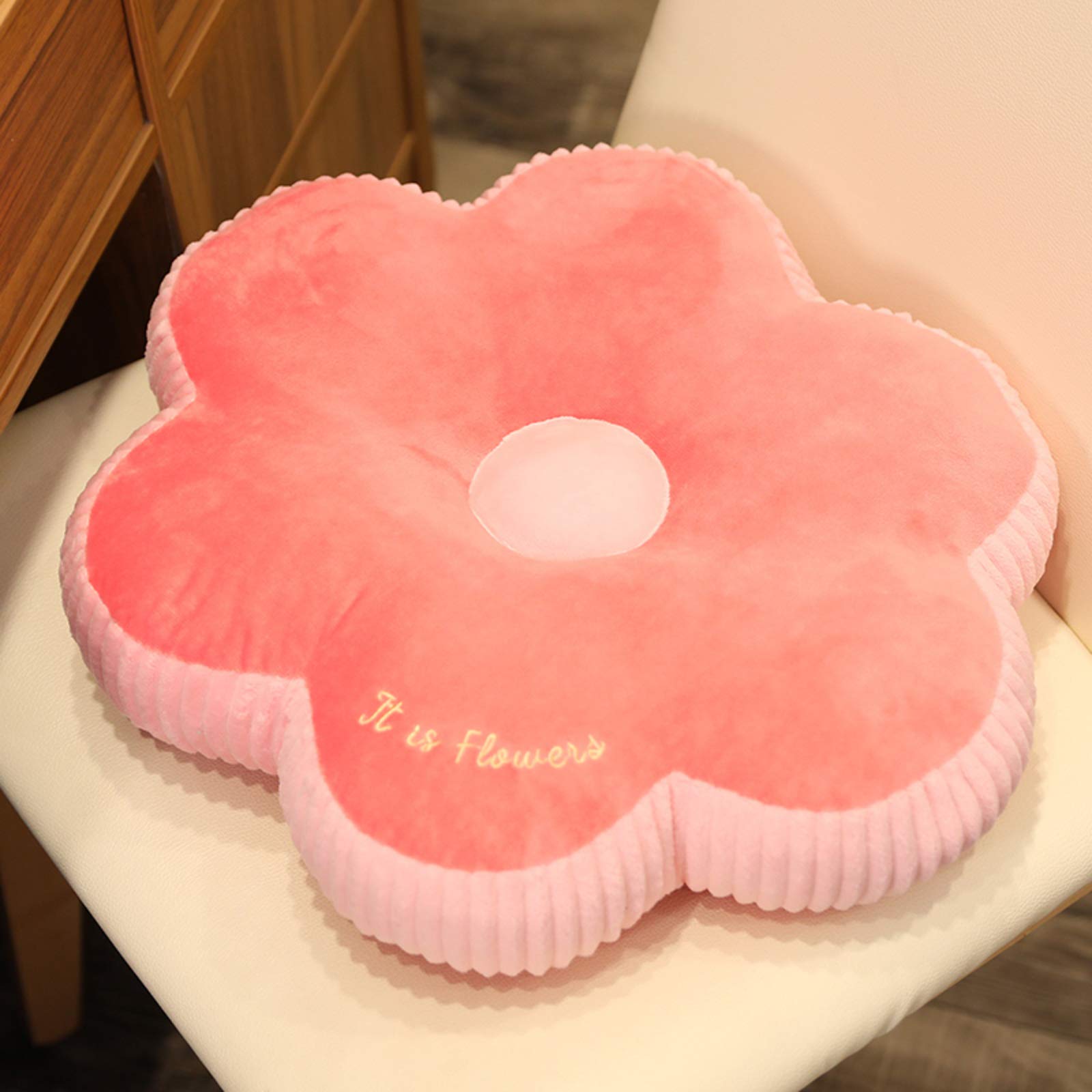 Coussins de siège marguerite en peluche garniture de chaise rose 45x10cm
