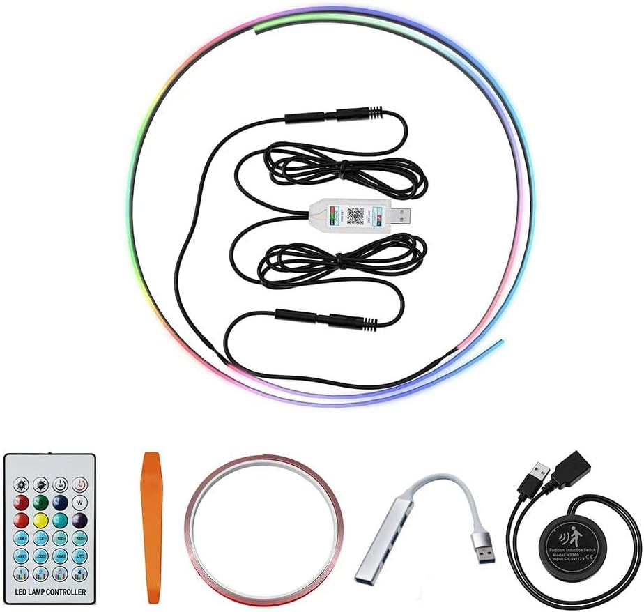 for Tesla Model 3 Y RGB LED Neon Light Lights Kit, Tesla Model 3 Y LED Interior Ambient Lighting, Tesla Model 3 Y Accessories 2021 2022 2023, DC 12V