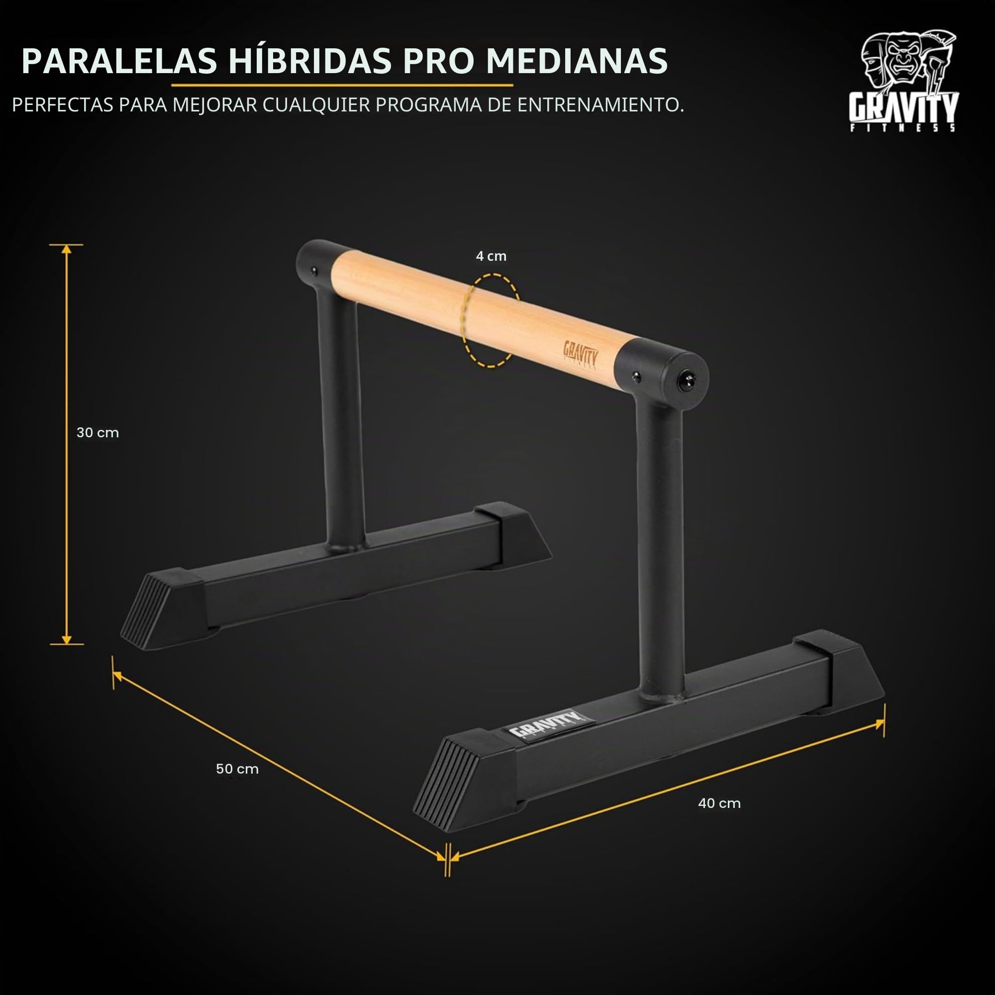 Gravity Fitness Parallettes - Nuevas asas de madera híbridas - Calistenia, Crossfit, uso doméstico y comercial