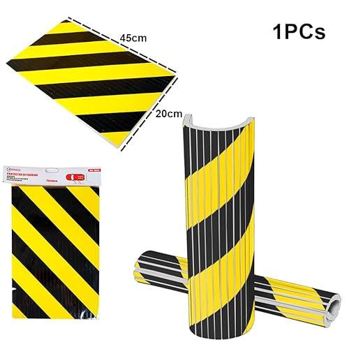 Paragolpes Protector de Espuma Adhesiva Adaptable, para Cualquier Tipo de Esquina, 25x20x1.5 cm (1 Pieza) (Negro y Amarillo) Cover