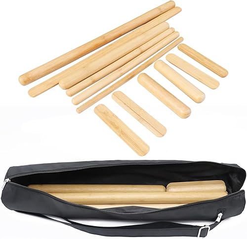 Goodtar Juego de 12 palos de masaje de bambú con bolsa de transporte, juegos de herramientas de masaje de bambú cálido, herramientas profesionales