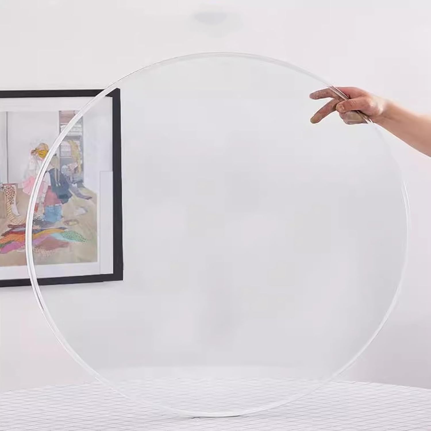 Round Patio Glass Table Top, Tempered Glass Table Top, Thick Tempered Polished Edge, 1/2" Thick Glass, Durable and Sturdy, Polishing Edges(44CM(17.3IN))