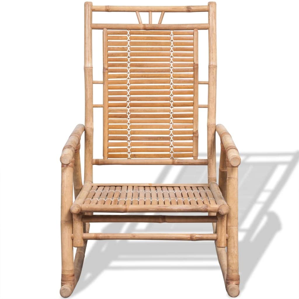 vidaXL Silla Mecedora de Jardín de Bambú Asiento Balancín Patio Terraza Porche