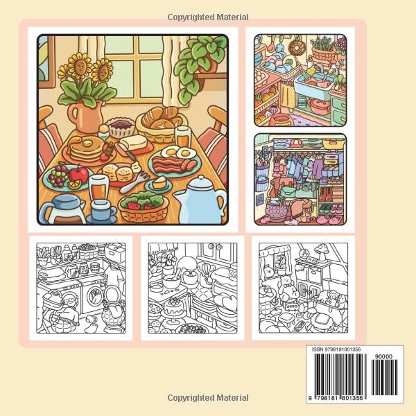 Tiny Corners: Bold and Easy Coloring Book for Adults and Teens | Cute and Cluttered Rooms, Cozy Mini Spaces, and Simple Everyday Nooks image 3