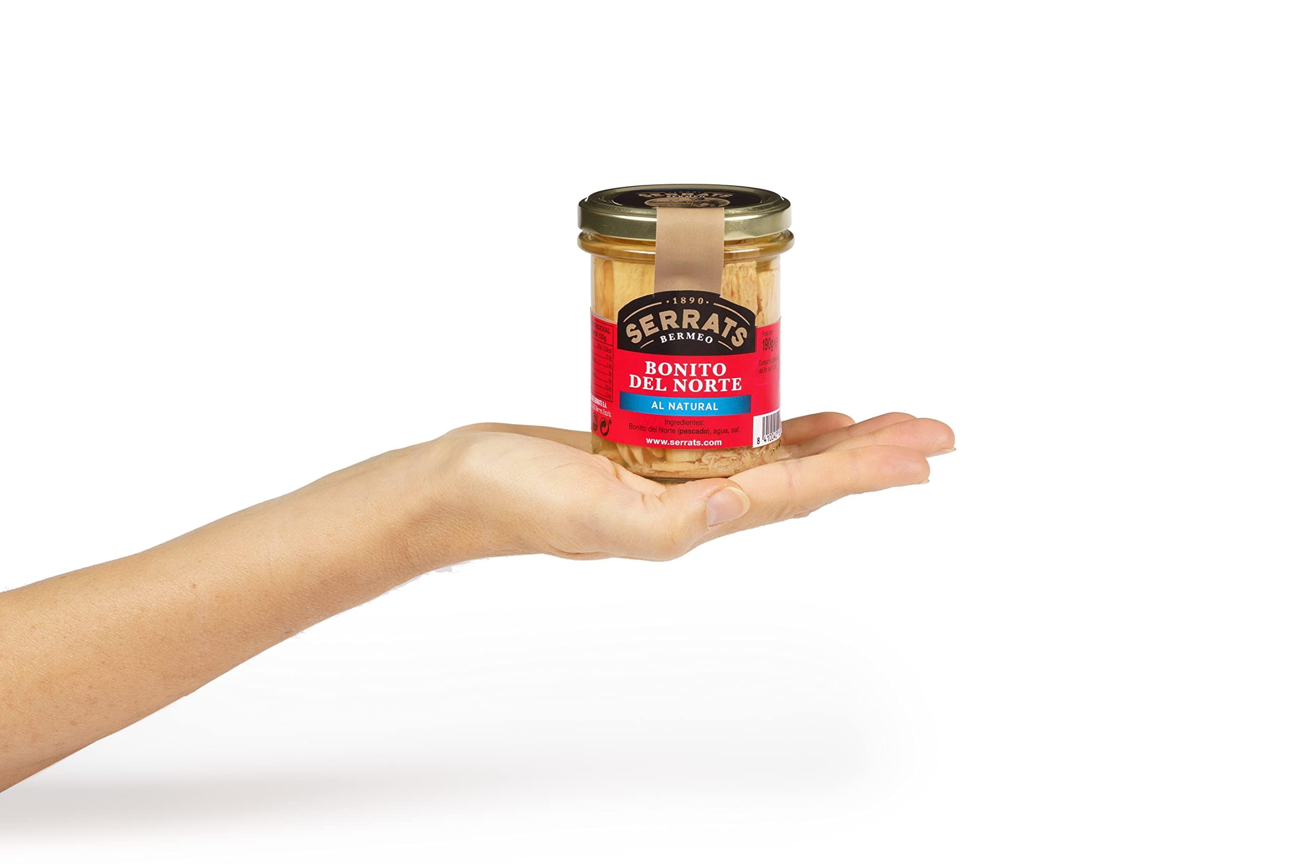 CONSERVAS SERRATS - Tonno Bianco del Cantabrico al Naturale Senza Olio - 6 Vasetti x 190g (Totale: 1140g) - Lavorazione Artigianale dal 1890 - Senza Glutine - Ricco di Omega 3