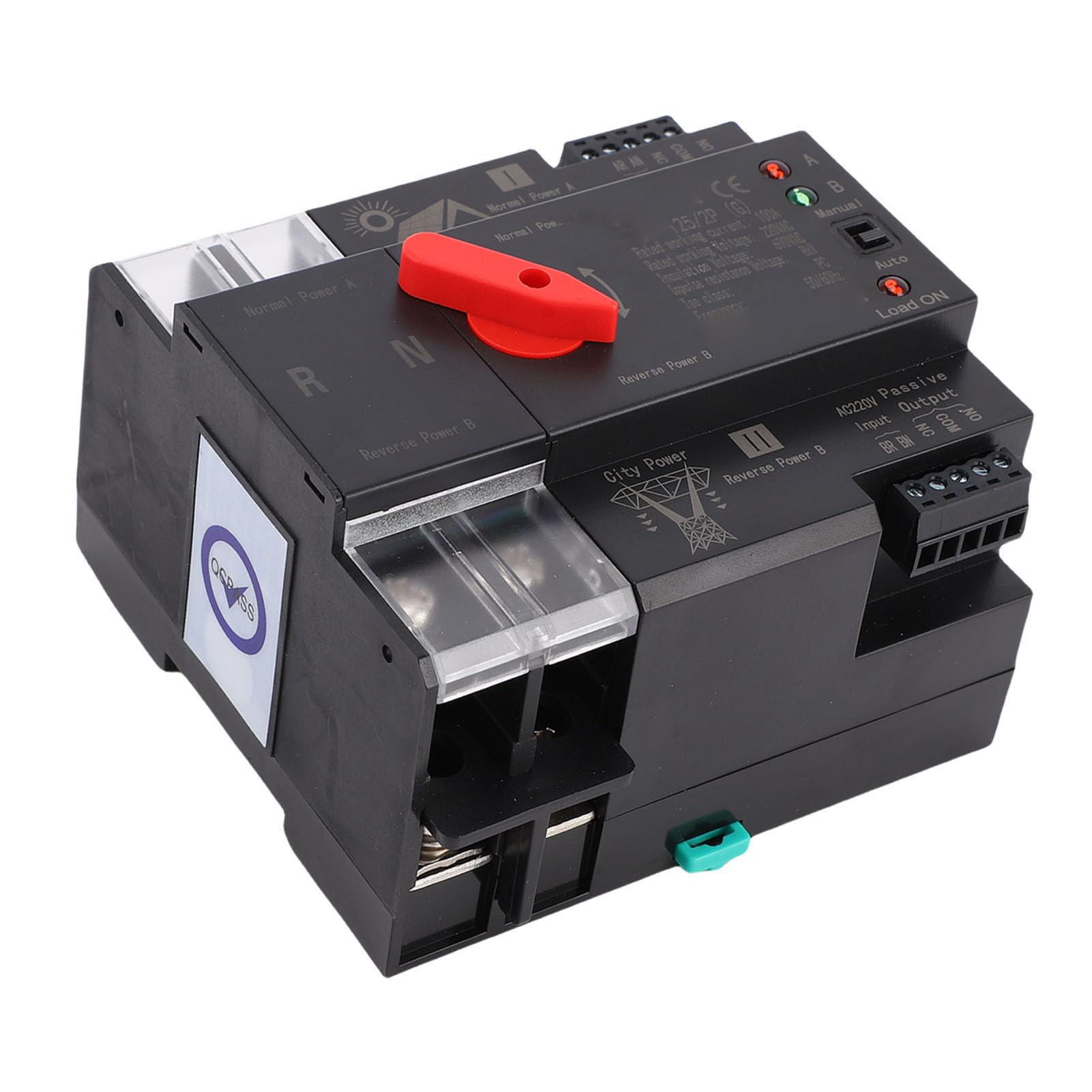 Zerodis Interruptor de Transferencia Automática de Doble Potencia, Material de PC, Conmutación Rápida de 100 A para Configuración de Emergencia Residencial y Aplicaciones Fotovoltaicas