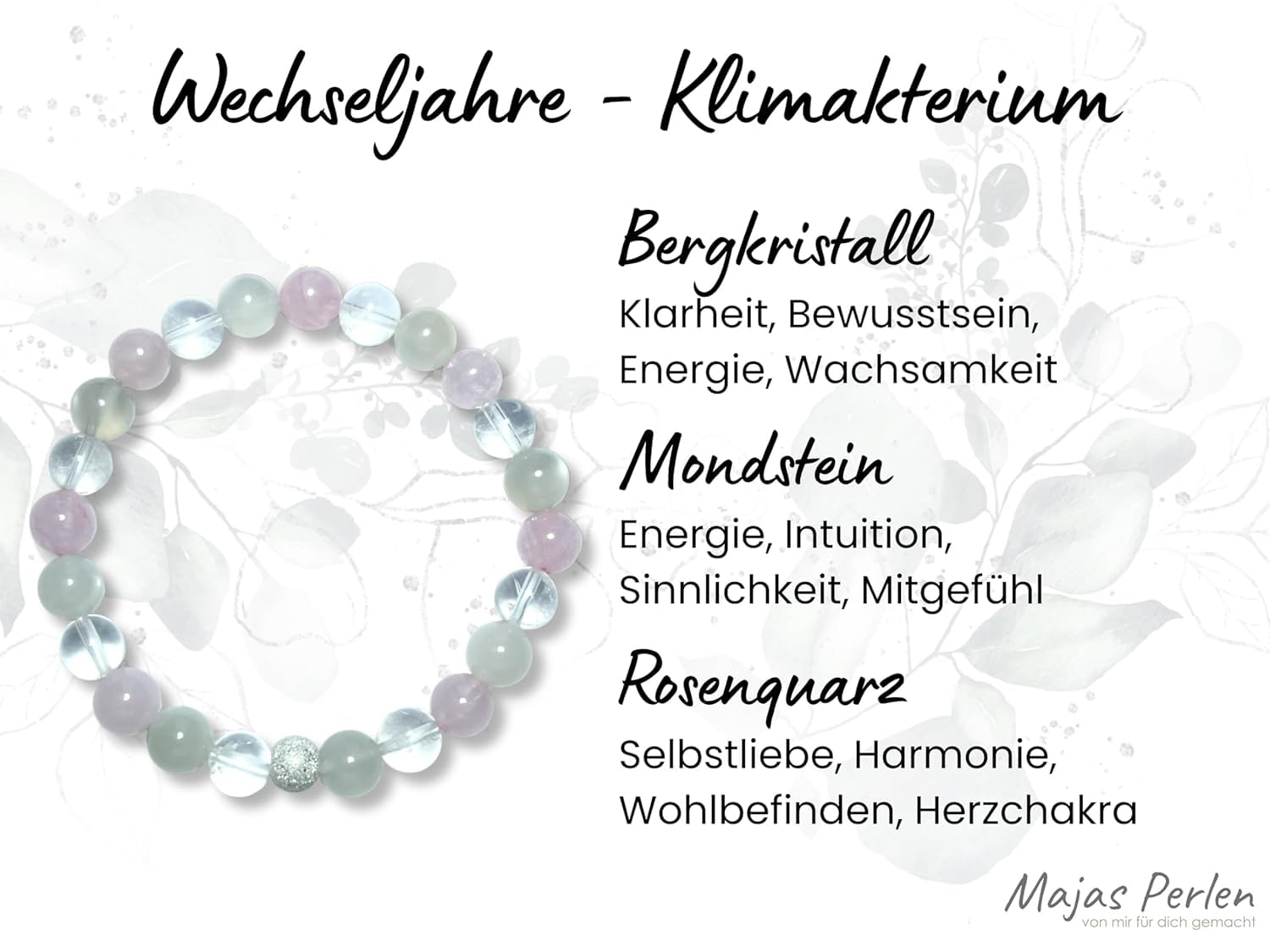Kraftarmband Edelsteine 6 mm - Spiritueller Begleiter aus 3 verschiedenen Kraftsteinen, facettierte Sterling Silber Perle in Silber Gold oder Roségold - Support Armband - Handmade anpassbar