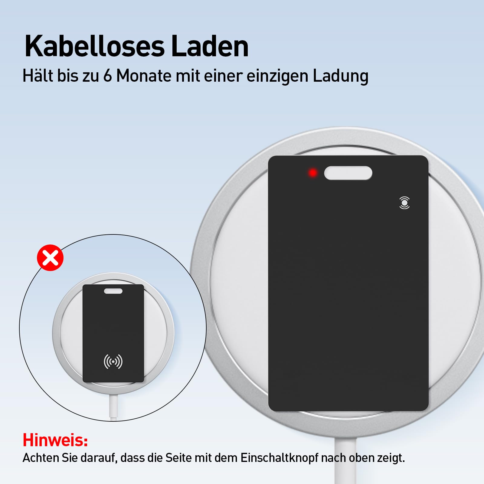 Wallet Tracker Karte für Android Wiederaufladbares Air Tag Card, Kompatibel mit der Google Find Hub App (Android nur), 1.8mm Ultra-Dünner, Kabelloses Laden, IP68 Wasserdicht, für Schlüssel, Gepäck