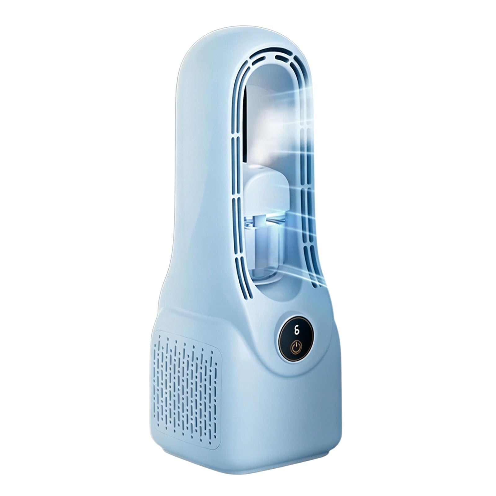 NRVTRE Desktop Misting Fan with Bladeless, Type-C Rechargeable Desk Fan with Visible Water Reservoir and 6 Speeds Portable Bladeless with Type-C