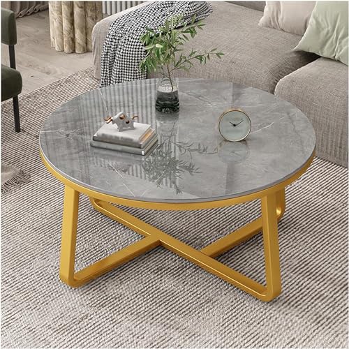 Image of Shoppee Coffee Table - Modern 2-Tier with Faux Marble Top and Gold Metal Frame - Stylish Center Table for Living Room, Sofa Table, Elegant Cocktail Table for Home, Office, Gold & Grey
