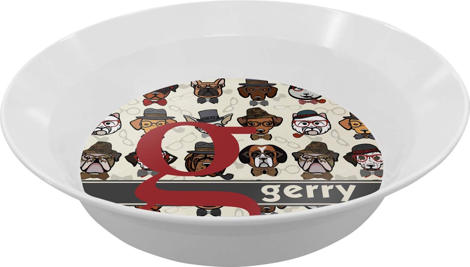 Personalized Hipster Dogs Melamine Bowl - 12 oz