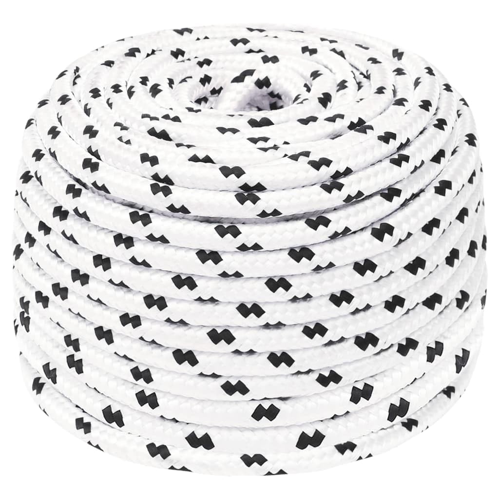 vidaXL Braided Boat Rope Anchor Line Braided Cord UV Resistant Ship Marine Yacht Coil Rope Abrasion Resistant White 10 mmx25 m Polyester — image 1