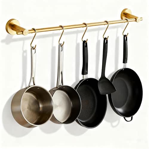 NEWRAIN Pot Rack Wall Mounted, 21 inch Hanging Pot and