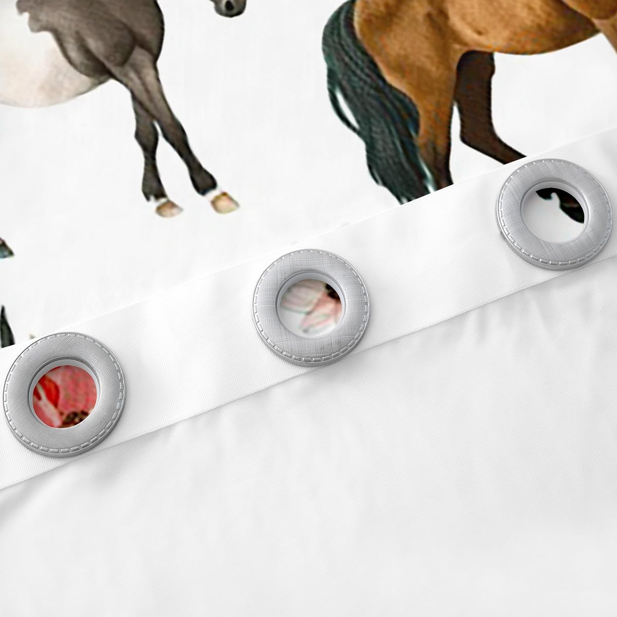 Rideaux occultants avec œillets - Motif chevaux - 137 x 117 cm - Pour enfants, garçons, filles, adolescents