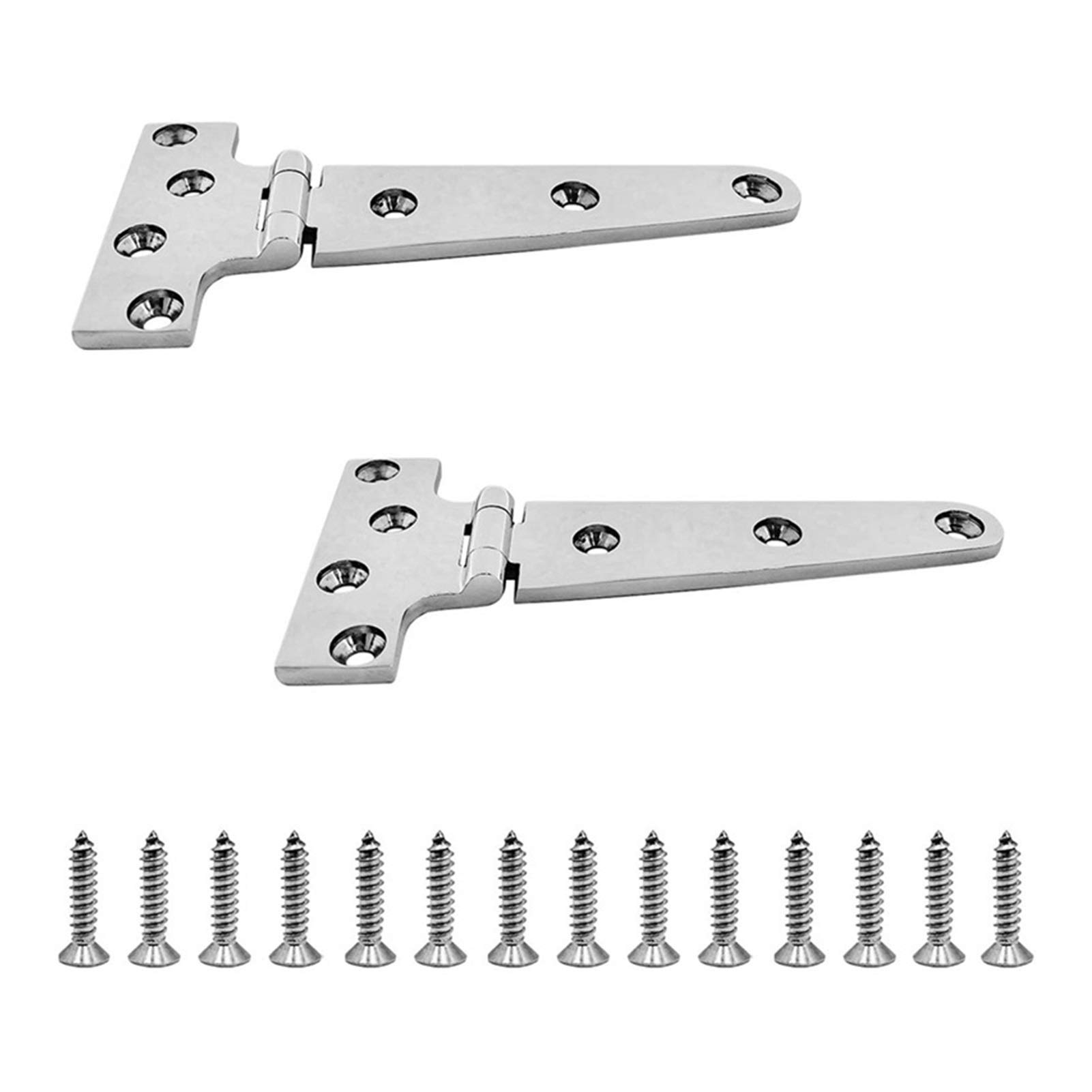 Shundeed Silver 2Pcs T Heavy Duty Thickened Door Hinges, Marine Grade 316 Stainless Steel Door Hatch Cover Hinges Industrial Hinges