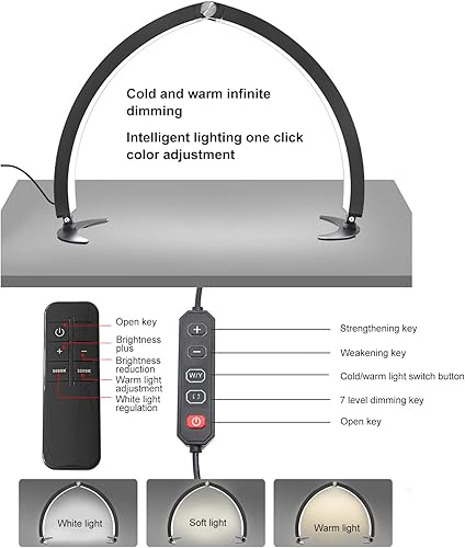 Miniatura 5 de Acouto Iluminación de media luna para belleza de 28 pulgadas, 40 W, lámpara de belleza de media luna, 2000 lúmenes, en forma de U, luz LED de