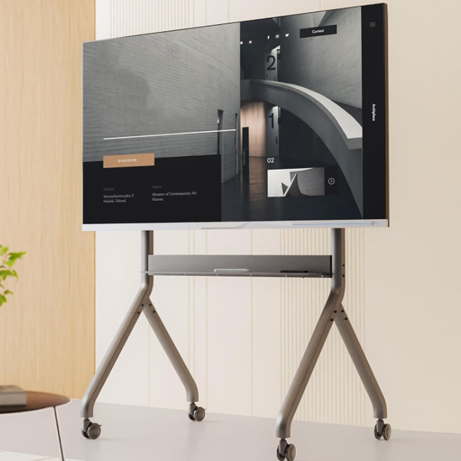DFGHNBVC Portable Tv Stand With Wheels - Height Adjustable Heavy-Duty Cart For Home, Office, Outdoor, And Mall Use,55~120In