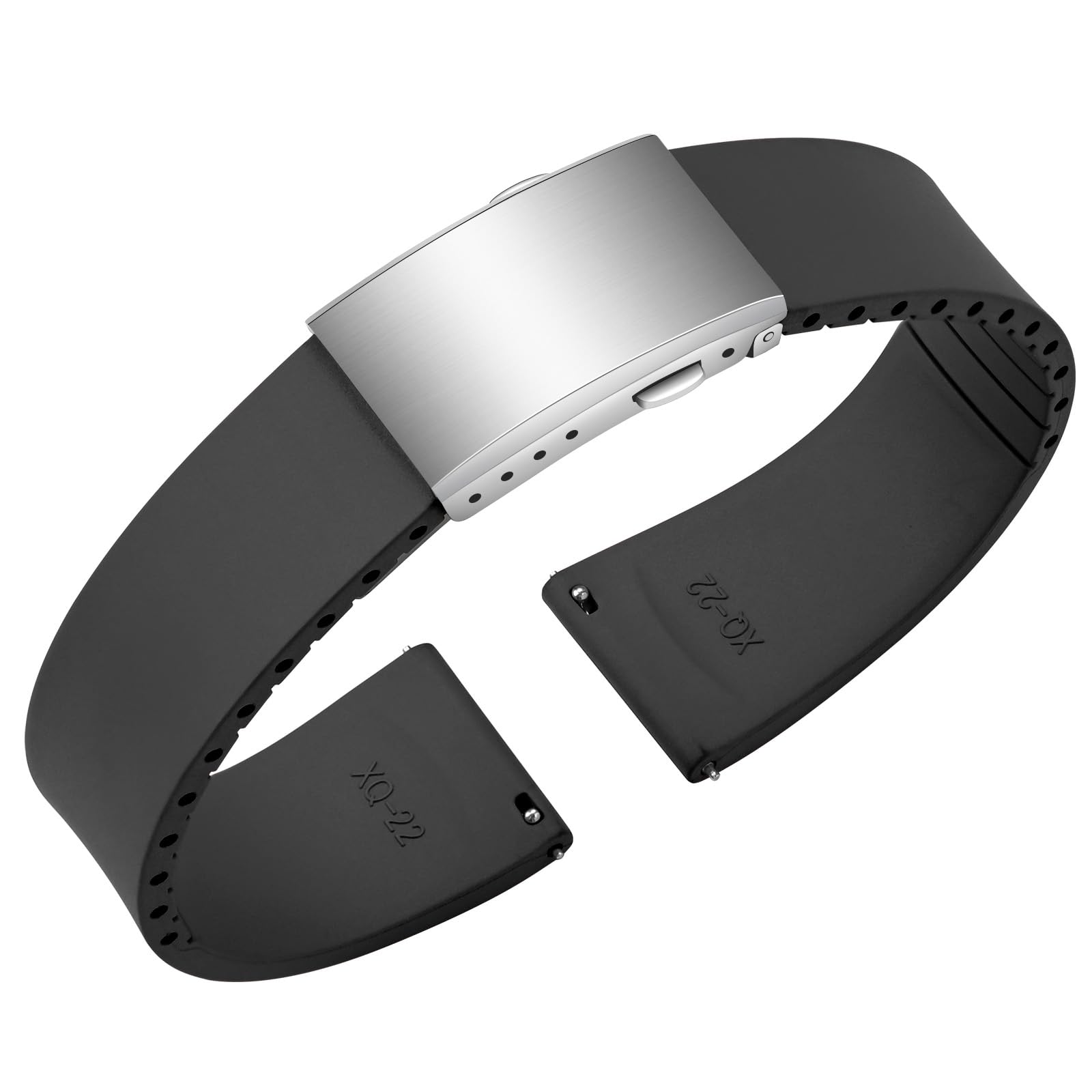 ULLCHRO Uhrenarmband aus Fluorkautschuk, FKM Kautschuk Armband mit Schnellverschluss, Edelstahl Faltschließe, Bandbreite 18mm 19mm 20mm 21mm 22mm