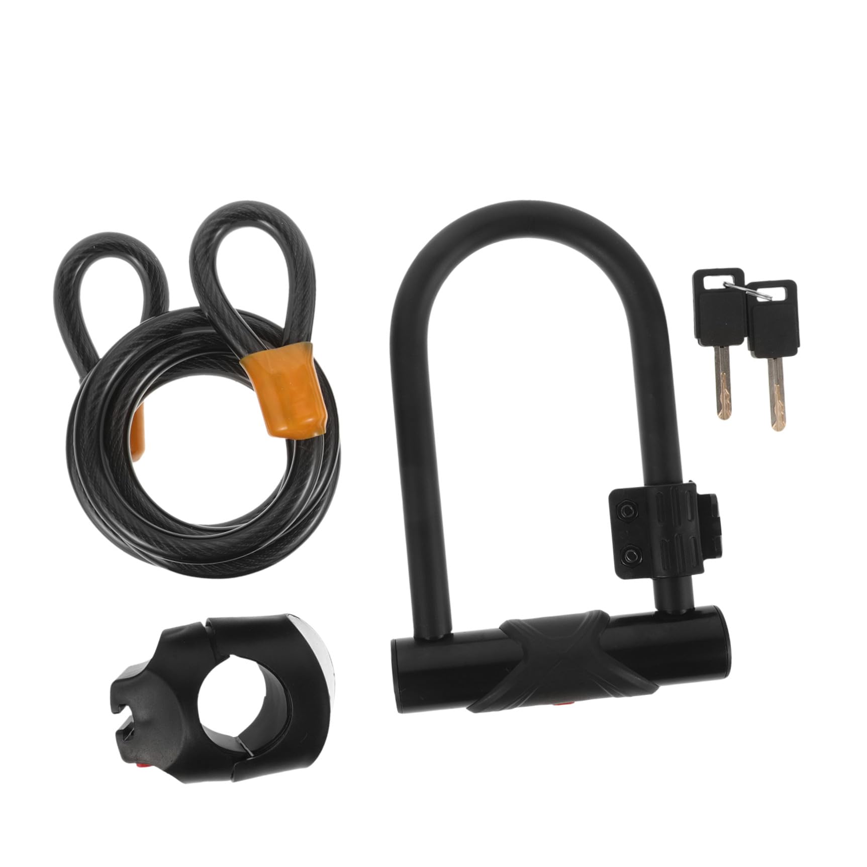 Antivol Vélo en U avec Câble Acier, Serrure à Clé Noire | Acier et Pvc, Format Voyage, Usage Cyclisme Extérieur, Système de Verrouillage Double, Protection du Cadre